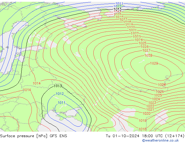 ciśnienie GFS ENS wto. 01.10.2024 18 UTC