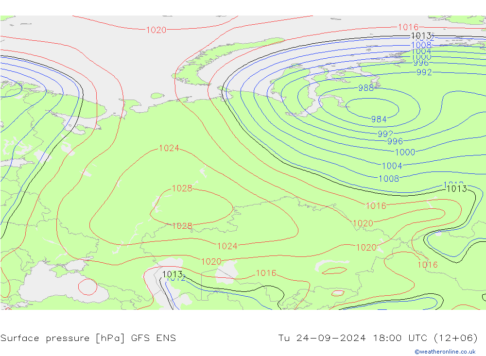 приземное давление GFS ENS вт 24.09.2024 18 UTC