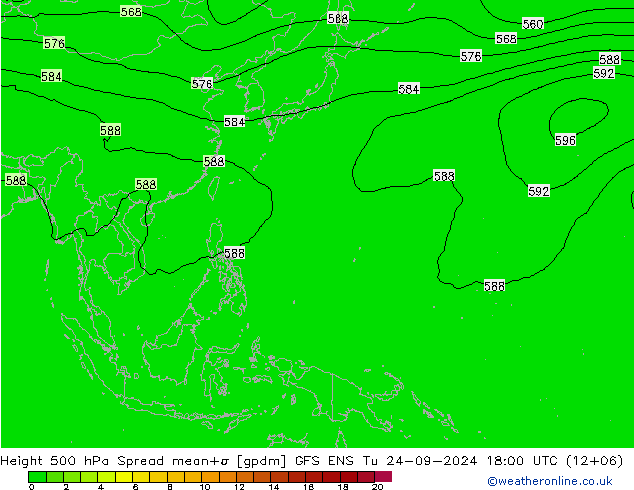 Height 500 hPa Spread GFS ENS Ter 24.09.2024 18 UTC