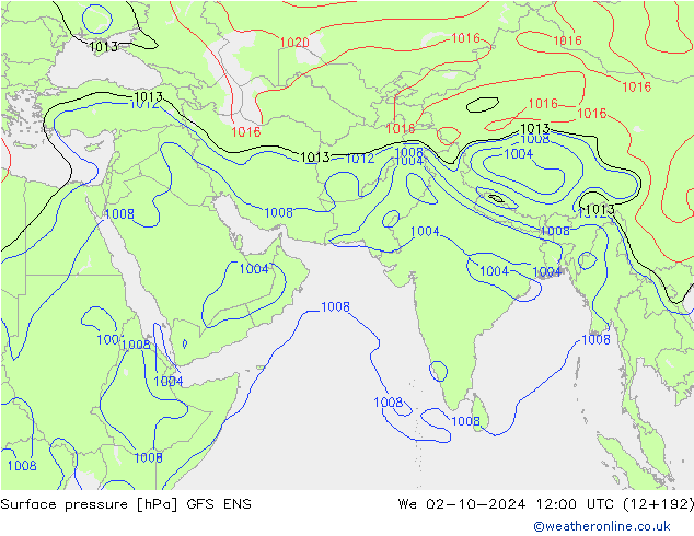 pression de l'air GFS ENS mer 02.10.2024 12 UTC