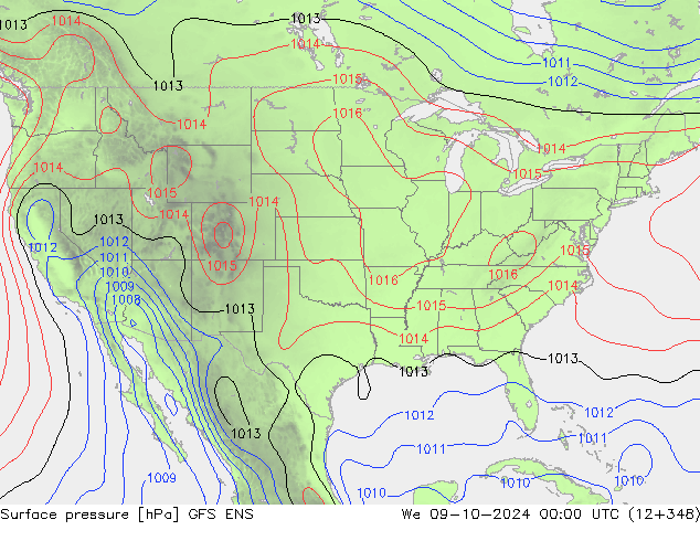 pression de l'air GFS ENS mer 09.10.2024 00 UTC