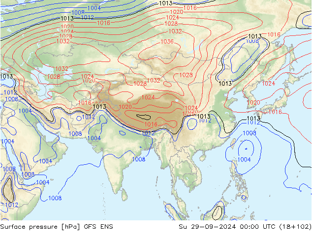 Surface pressure GFS ENS Su 29.09.2024 00 UTC