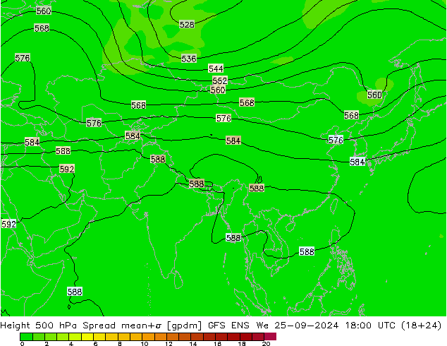 Height 500 hPa Spread GFS ENS We 25.09.2024 18 UTC