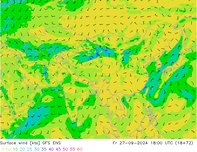 Surface wind GFS ENS Fr 27.09.2024 18 UTC