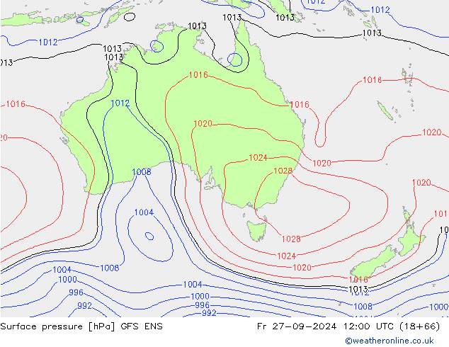 Pressione al suolo GFS ENS ven 27.09.2024 12 UTC