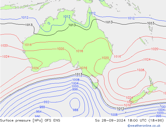 Surface pressure GFS ENS Sa 28.09.2024 18 UTC