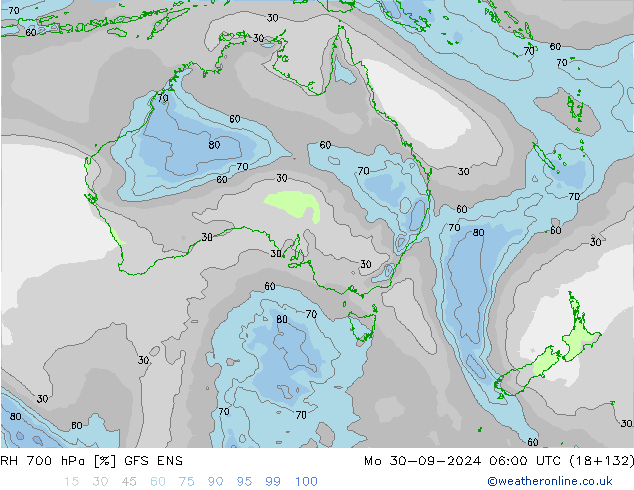 Humidité rel. 700 hPa GFS ENS lun 30.09.2024 06 UTC