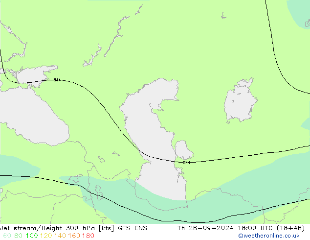 Corriente en chorro GFS ENS jue 26.09.2024 18 UTC