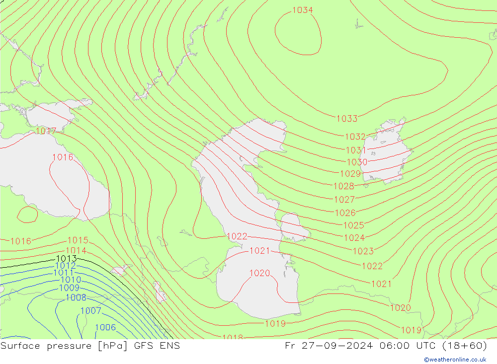 приземное давление GFS ENS пт 27.09.2024 06 UTC