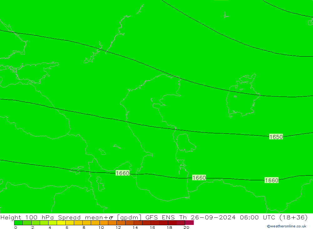 100 hPa Yüksekliği Spread GFS ENS Per 26.09.2024 06 UTC