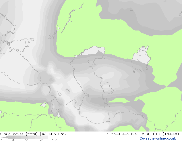 Cloud cover (total) GFS ENS Th 26.09.2024 18 UTC