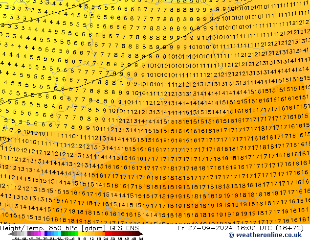 Height/Temp. 850 hPa GFS ENS ven 27.09.2024 18 UTC