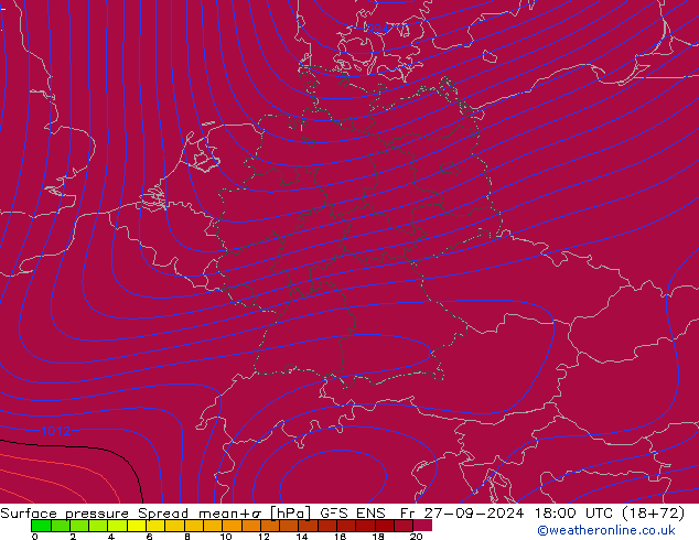 Atmosférický tlak Spread GFS ENS Pá 27.09.2024 18 UTC