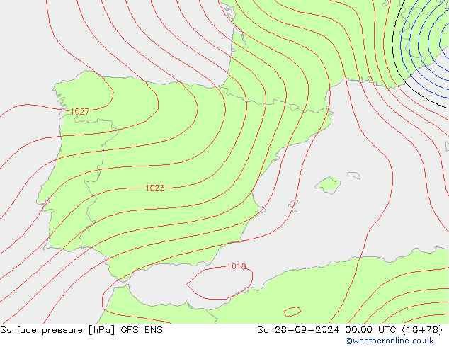 Luchtdruk (Grond) GFS ENS za 28.09.2024 00 UTC