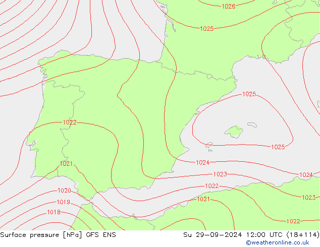 Surface pressure GFS ENS Su 29.09.2024 12 UTC