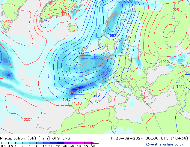 Precipitação (6h) GFS ENS Qui 26.09.2024 06 UTC