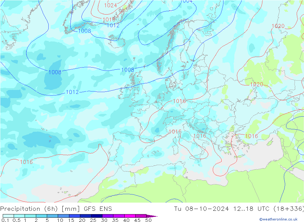 Yağış (6h) GFS ENS Sa 08.10.2024 18 UTC