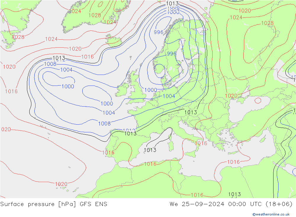 приземное давление GFS ENS ср 25.09.2024 00 UTC