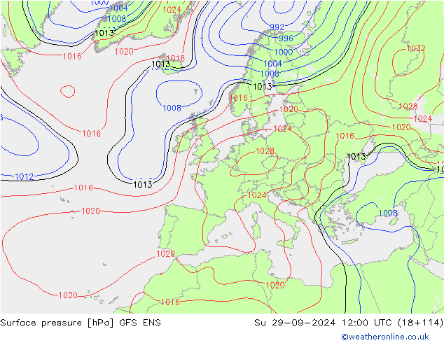 Surface pressure GFS ENS Su 29.09.2024 12 UTC