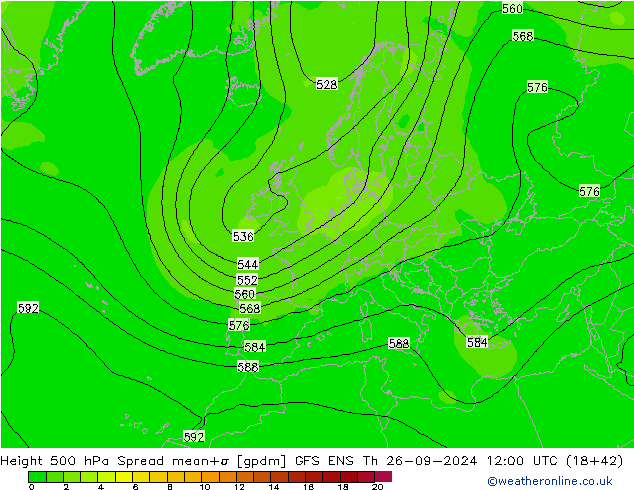 Height 500 hPa Spread GFS ENS Do 26.09.2024 12 UTC