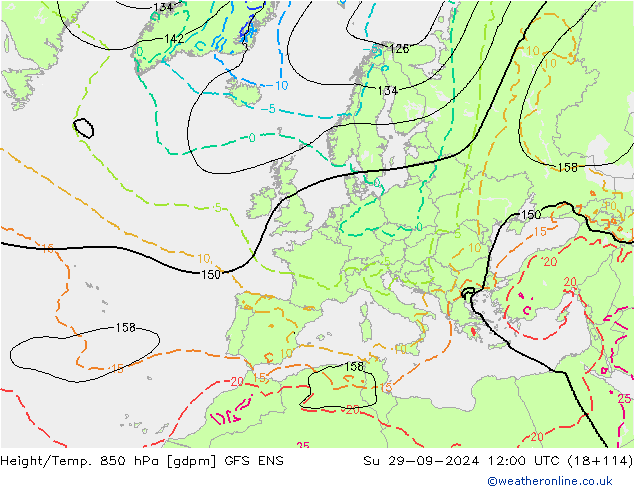 Height/Temp. 850 hPa GFS ENS Ne 29.09.2024 12 UTC