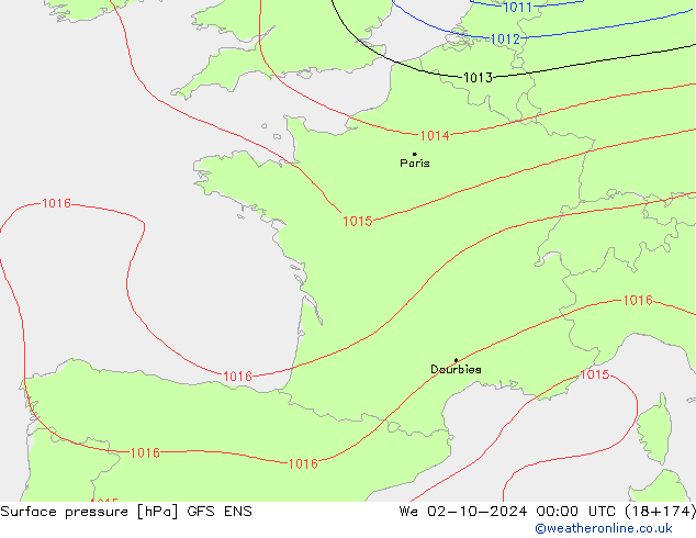 Surface pressure GFS ENS We 02.10.2024 00 UTC