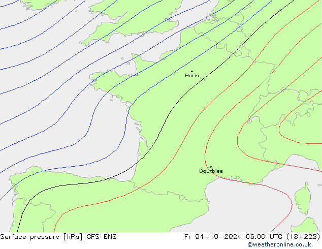 pressão do solo GFS ENS Sex 04.10.2024 06 UTC