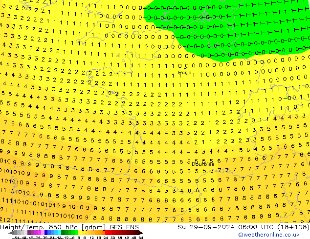 Géop./Temp. 850 hPa GFS ENS dim 29.09.2024 06 UTC