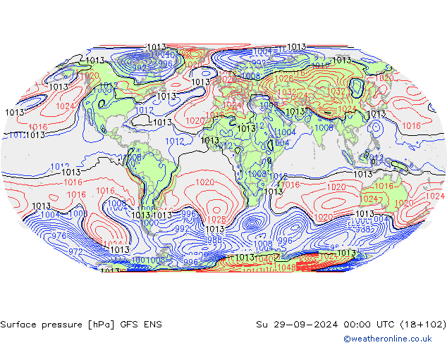 Atmosférický tlak GFS ENS Ne 29.09.2024 00 UTC