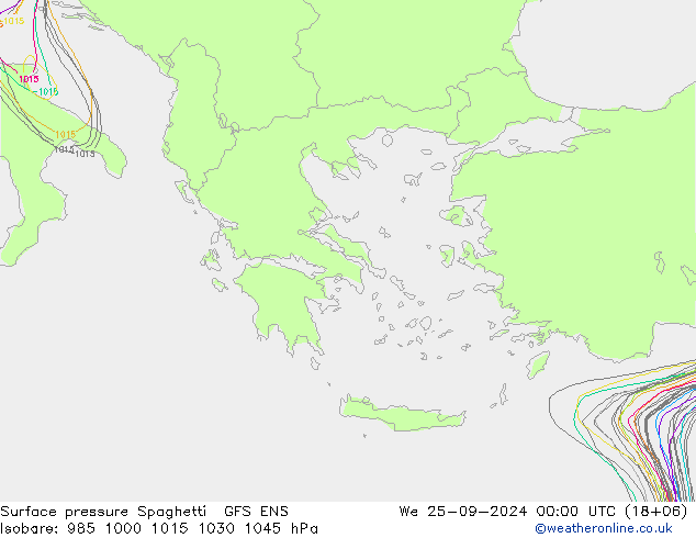 приземное давление Spaghetti GFS ENS ср 25.09.2024 00 UTC