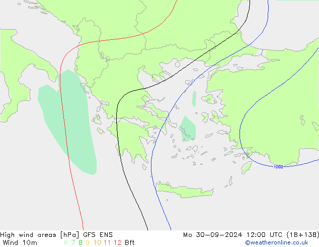 High wind areas GFS ENS Mo 30.09.2024 12 UTC