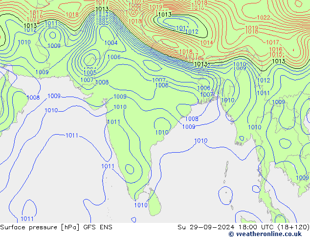 Surface pressure GFS ENS Su 29.09.2024 18 UTC