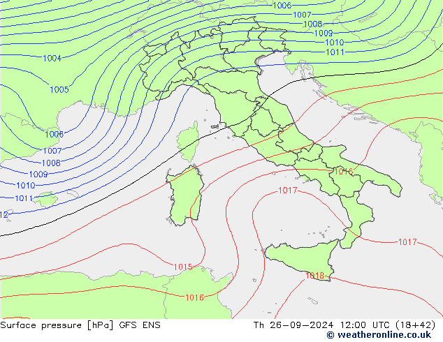 Surface pressure GFS ENS Th 26.09.2024 12 UTC