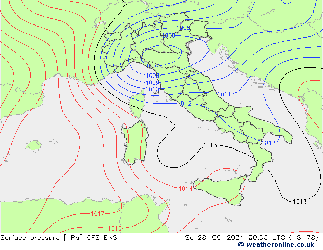 pressão do solo GFS ENS Sáb 28.09.2024 00 UTC