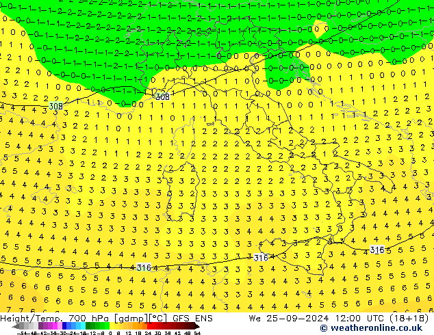 Height/Temp. 700 hPa GFS ENS mer 25.09.2024 12 UTC