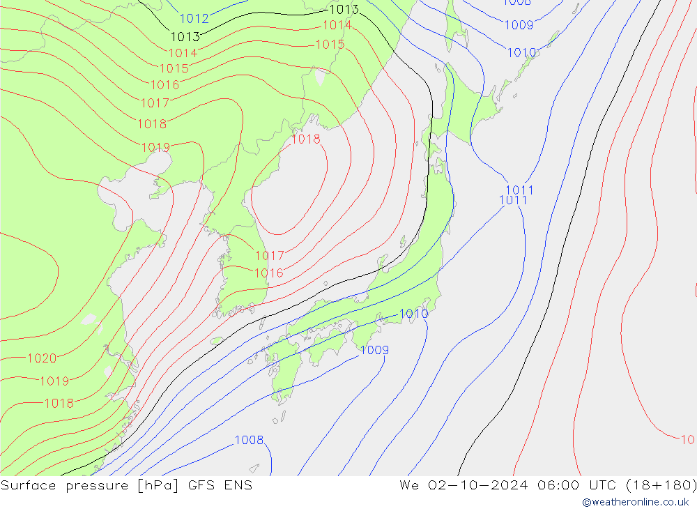 Surface pressure GFS ENS We 02.10.2024 06 UTC