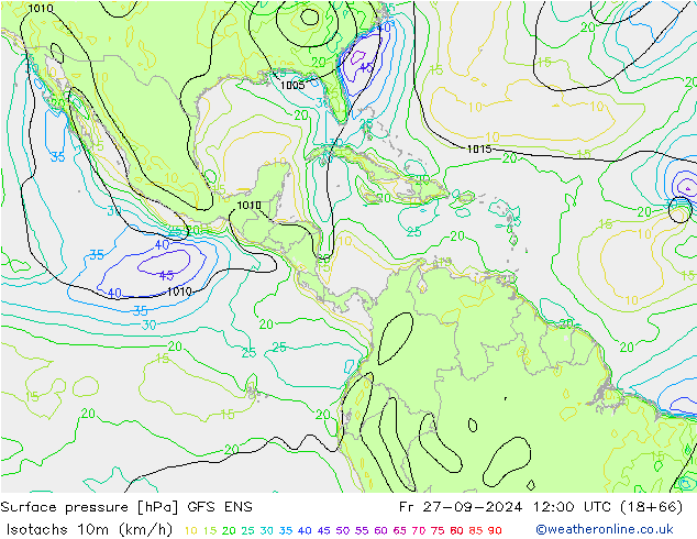 Isotachs (kph) GFS ENS Fr 27.09.2024 12 UTC