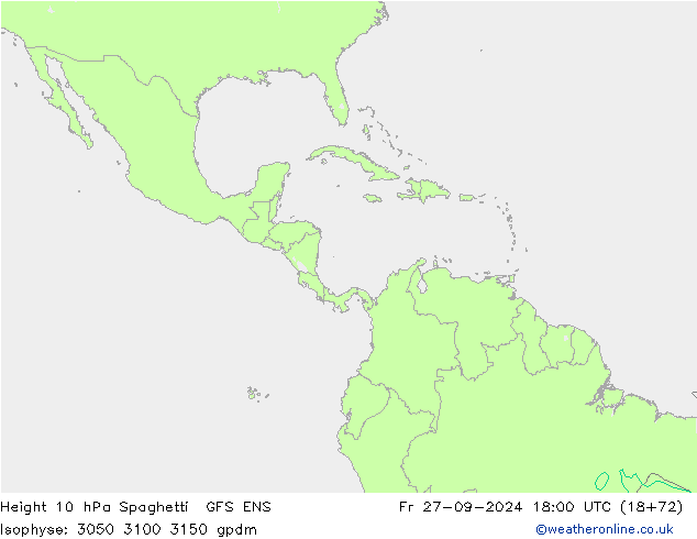 Geop. 10 hPa Spaghetti GFS ENS vie 27.09.2024 18 UTC