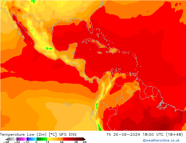 temperatura mín. (2m) GFS ENS Qui 26.09.2024 18 UTC