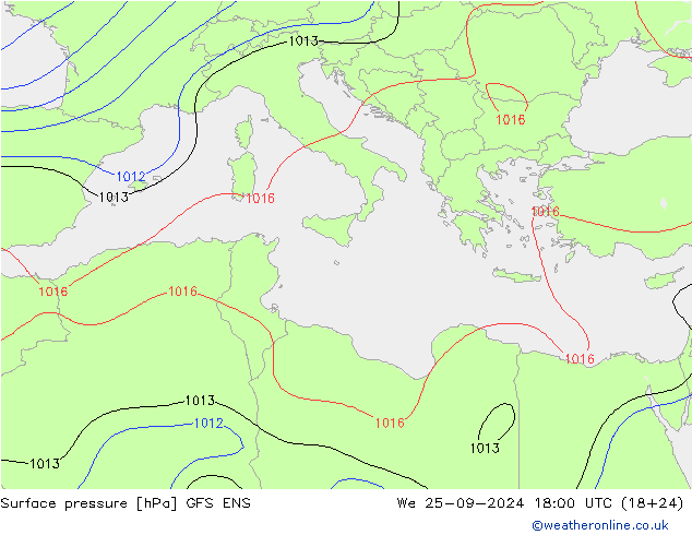 Surface pressure GFS ENS We 25.09.2024 18 UTC