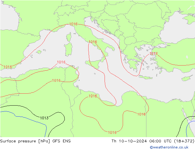 Surface pressure GFS ENS Th 10.10.2024 06 UTC