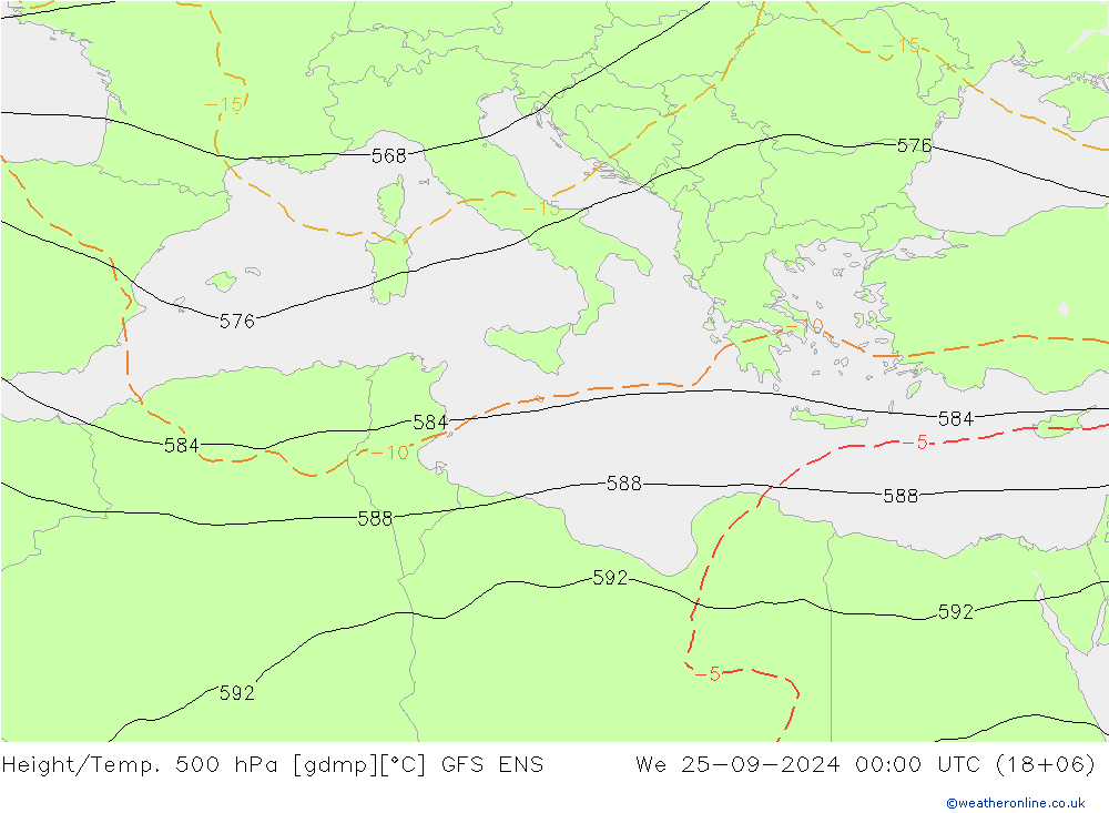 Height/Temp. 500 hPa GFS ENS St 25.09.2024 00 UTC