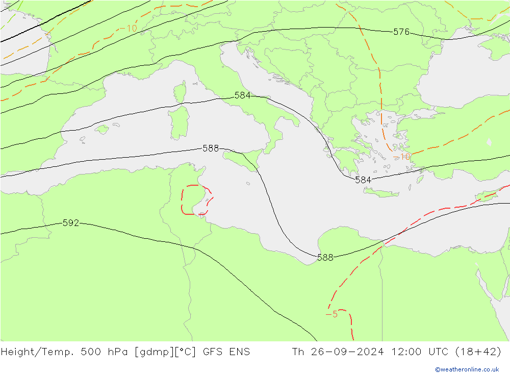 Height/Temp. 500 гПа GFS ENS чт 26.09.2024 12 UTC