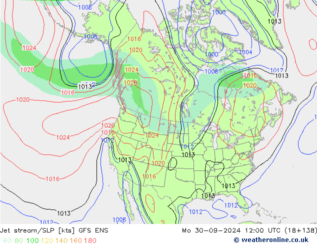 Courant-jet GFS ENS lun 30.09.2024 12 UTC