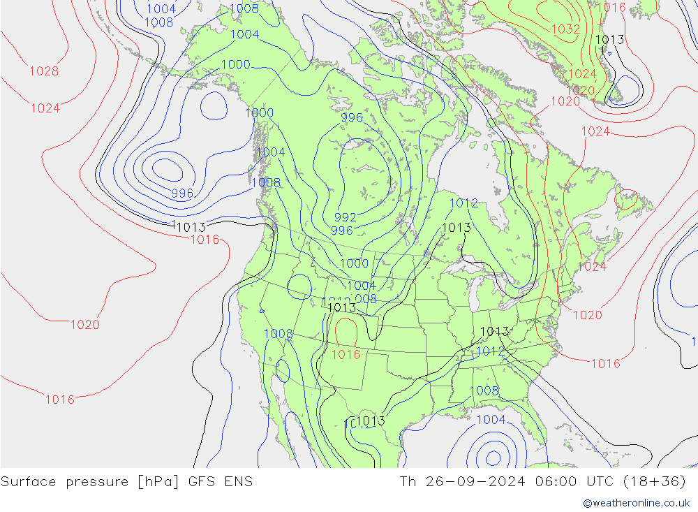 Surface pressure GFS ENS Th 26.09.2024 06 UTC