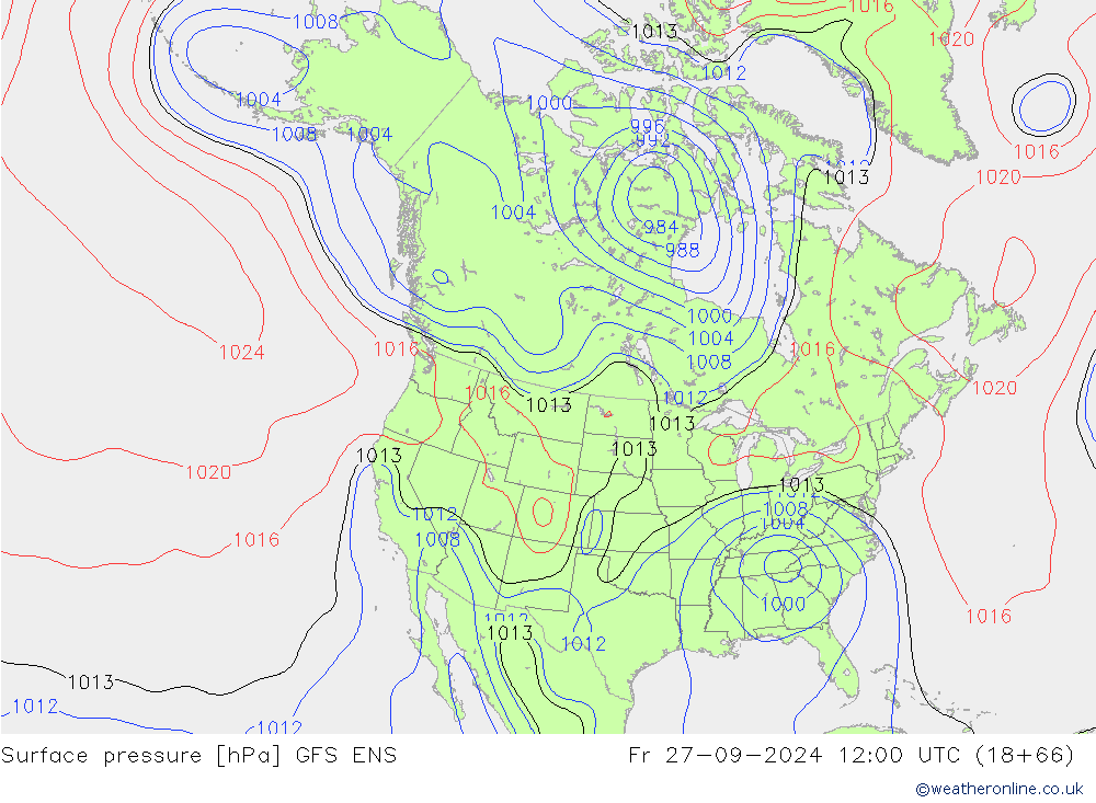 Surface pressure GFS ENS Fr 27.09.2024 12 UTC