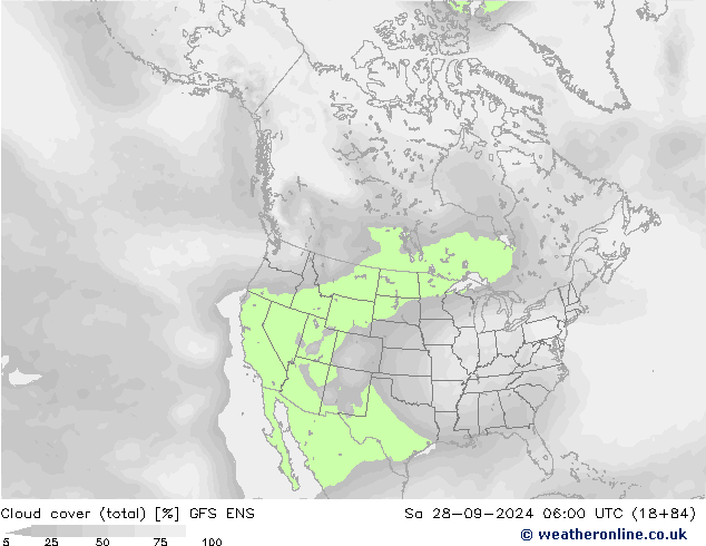 Nubes (total) GFS ENS sáb 28.09.2024 06 UTC