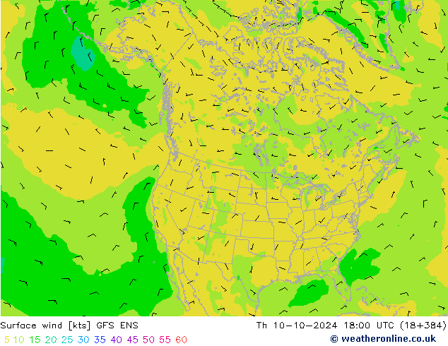 Surface wind GFS ENS Th 10.10.2024 18 UTC