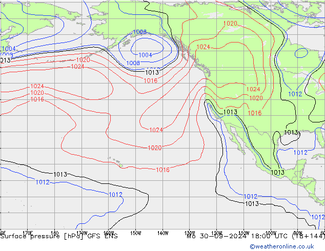 Surface pressure GFS ENS Mo 30.09.2024 18 UTC