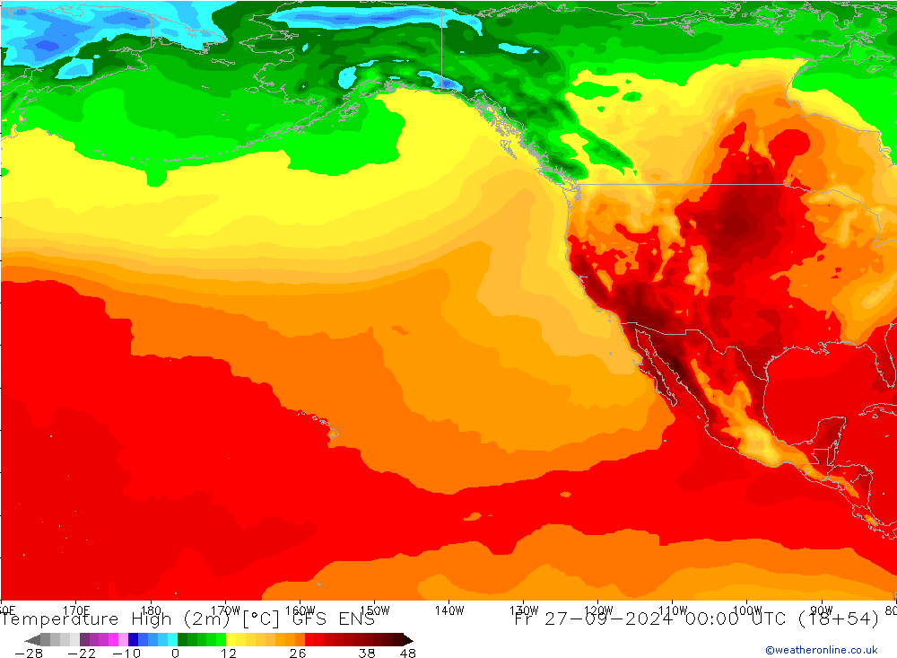 Temperature High (2m) GFS ENS Fr 27.09.2024 00 UTC